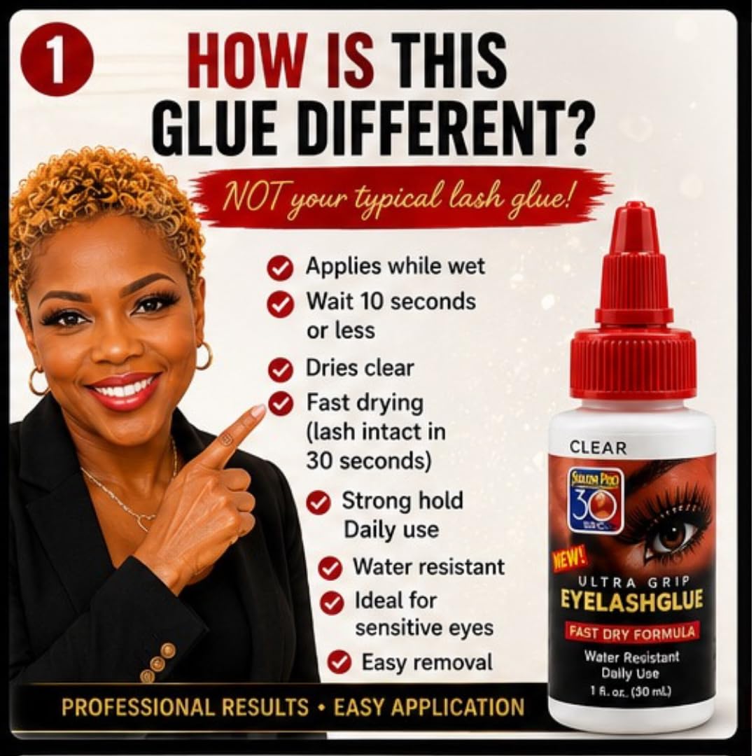 30 Sec Strip Eyelash Bond Black or Clear Strong All Day Hold for Eyelash Extension Rubbery Texture Rubbery Texture (Clear 1 fl oz/30 ml) Beauty and Personal Care Mrs Gwen Hair & Accessories
