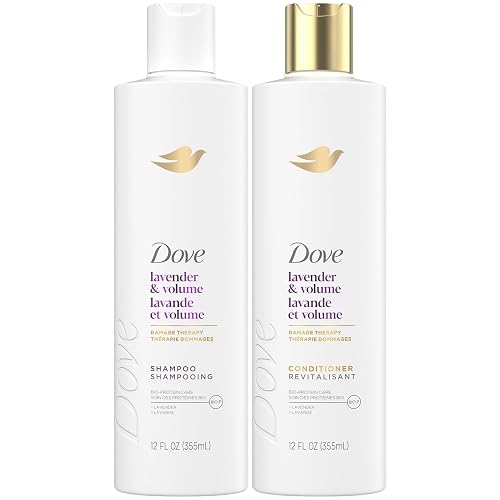 Dove Shampoo & Conditioner, Lavender & Volume Damage Therapy - Volumizing Hair Products for Women with Fine, Flat Hair, 12 Oz Ea