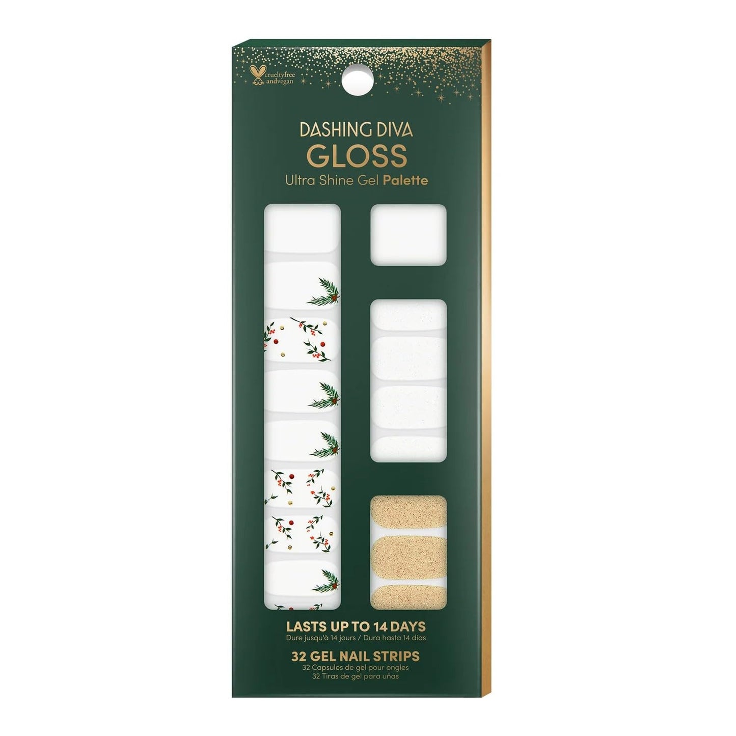 Dashing Diva Gloss Nail Strips - Mistletoe Kiss | UV Free, Chip Resistant, Long Lasting Gel Nail Stickers | Contains 32 Nail Wraps, 1 Prep Pad, 1 Nail Beauty & Personal Care Dashing Diva