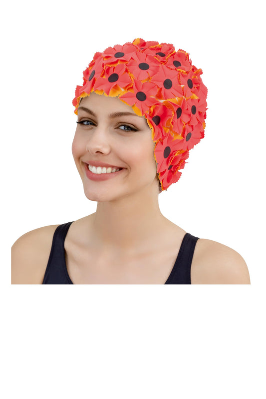 Fashy Rubber Bath Cap Made of Flowers, Red Beauty and Personal Care Fashy