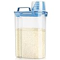 Viretec Rice Airtight Storage Container, 3 to 5Lbs Cereal Dry Food Flour Bin, Pet Dog Cat Food Dispenser with Measuring Cup, BPA Free Clear Plastic…