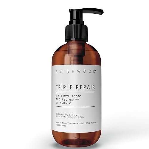 Asterwood Triple Repair Matrixyl 3000 + Argireline + Hyaluronic Acid + Vitamin C Serum for Face - Anti-Aging, Collagen Boosting, Hydrating