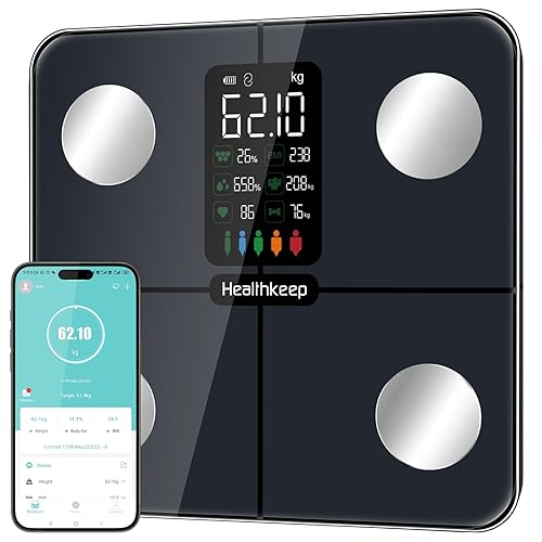 Smart Scale for Body Weight - Large Backlit Display Ultra‑Precise Bathroom Weight Scale with 15 Body Composition Metrics, App Sync Bluetooth…
