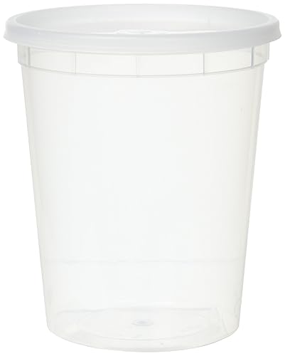 YW Plastic Soup Food Container with Lids (12), 32 oz, 12 Pack, Clear