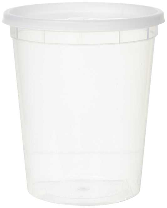 YW Plastic Soup Food Container with Lids (12), 32 oz, 12 Pack, Clear