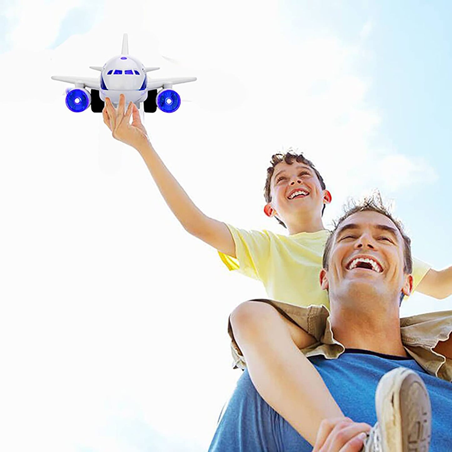 OCCAFY Airplane Toy for Toddlers – 1:200 Scale Friction Powered Plane with Flashing Lights & Sounds, Toy Vehicle for Boys & Girls
