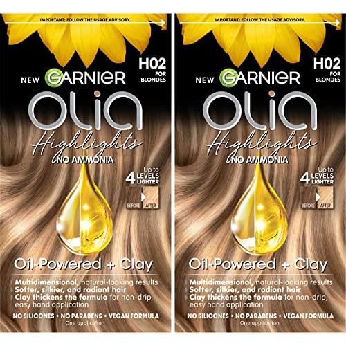 Garnier Olia Ammonia-Free Permanent Hair Dye Highlighting Kit, Oil-Rich Formula for Multidimensional Hair Color with Up to 4 Levels of Lift, Vegan