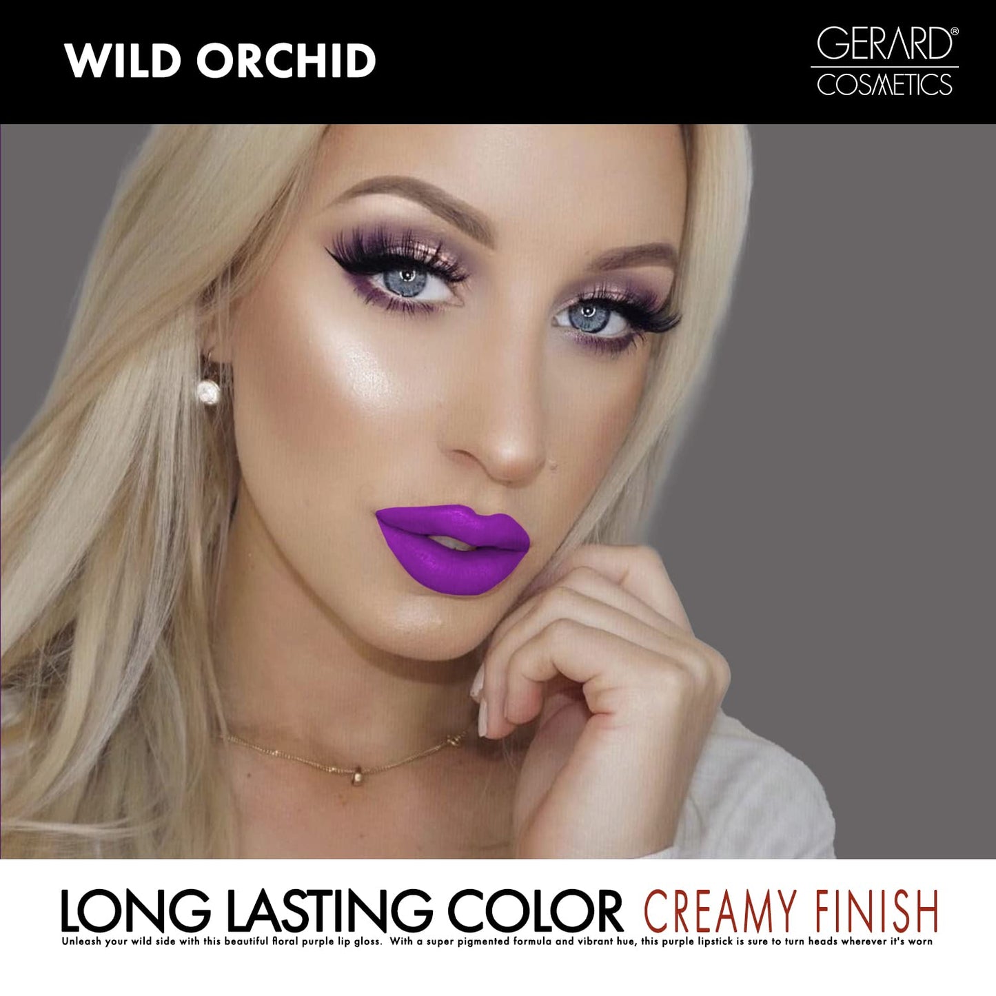 Gerard Cosmetics Color Your Smile Lip Gloss Wild Orchid, Super Pigmented Purple Lip Gloss with LED Light and Mirror, Shiny Finish, Hydrating Liquid