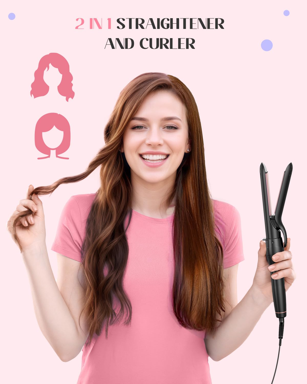 Lopeie 5 in 1 Curling Iron with Thermal Brush and 4 Interchangeable Ceramic Barrels(1/2 to 1 1/2 inch), Curling Wand Set with Flat Iron, Fast Heating Beauty and Personal Care Lopeie