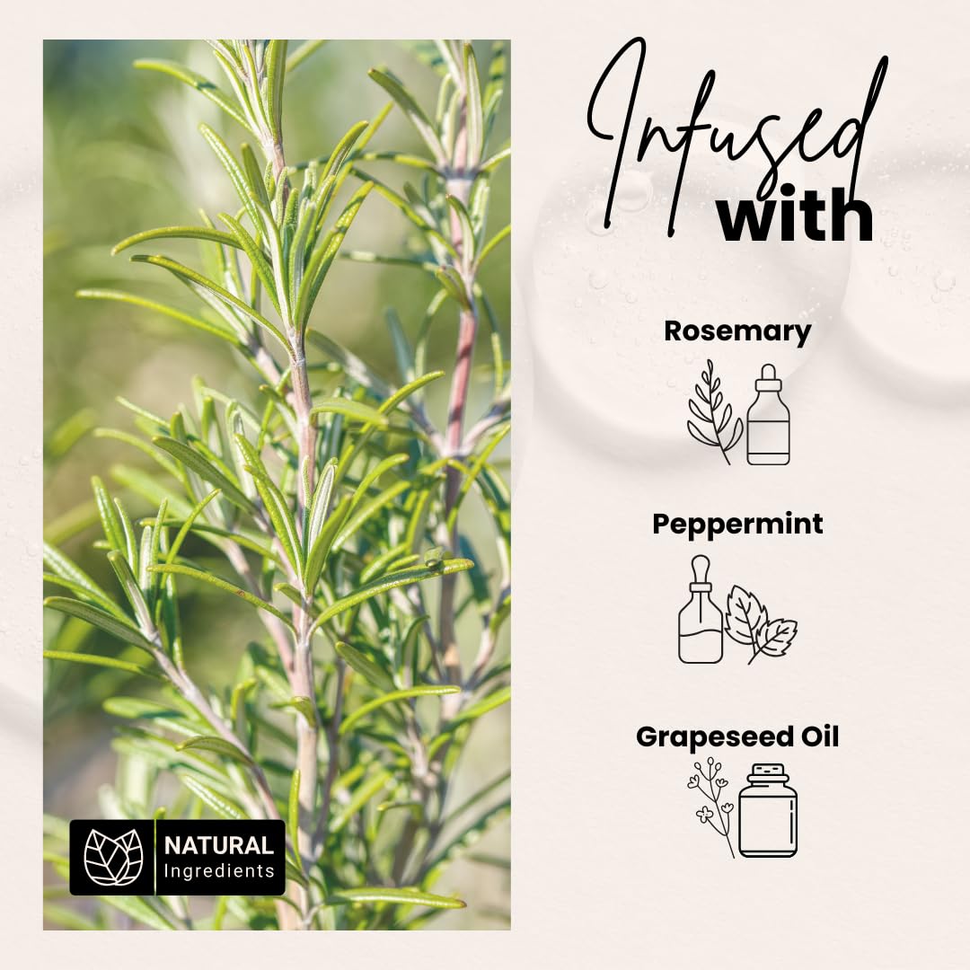 Bask & Lather Scalp Stimulator Hair Growth Oil, Cold Pressed Mint and Rosemary Blend with Grapeseed for Hair Growth, Organic Natural Leave in, All Beauty and Personal Care BASK & LATHER