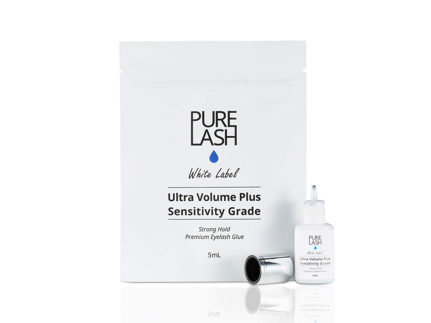 Most Sensitive Eyelash Extension Glue / Pure Lash / White Label / 5 Milliliter / 2-3 Seconds Drying Time / Retention 4-5 Weeks / Professional Use Only