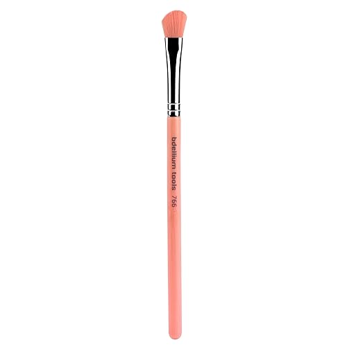 Bdellium Tools Professional Makeup Brush - Pink Bambu Series 766 Angled Shadow - With Soft Synthetic Fibers, For Applying Eyeshadow (Pink, 1pc)
