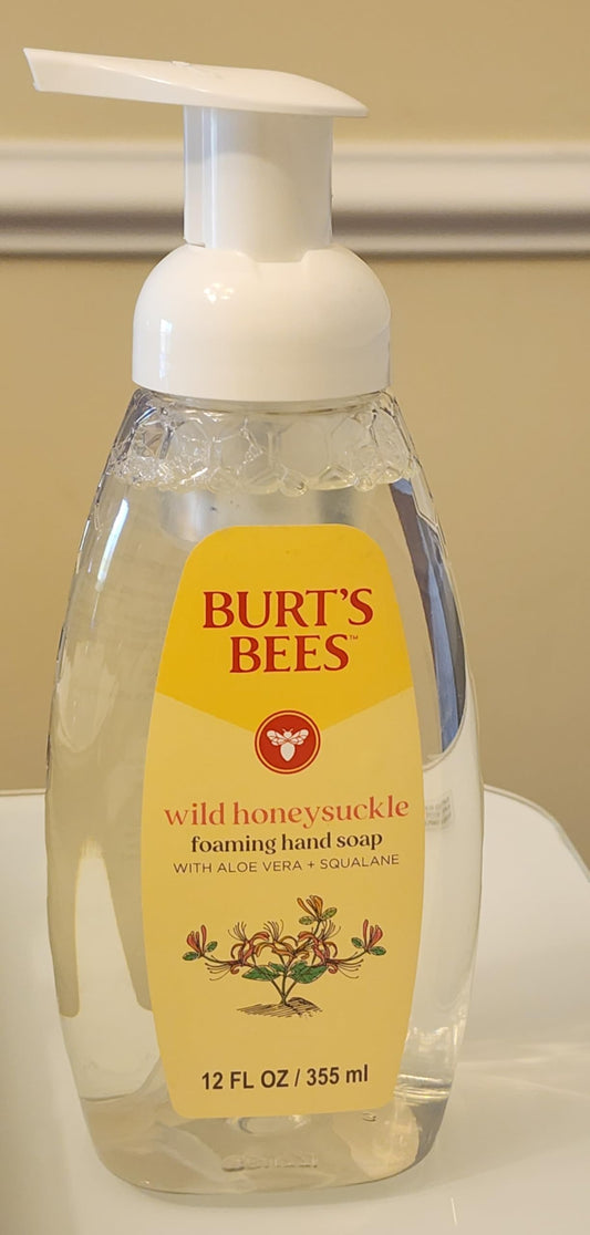 Burt's Bees Foaming Hand Soap Pump - Moisturizing Foam Hand Soap for Bathroom and Kitchen, Gentle Hand Wash, Soft Hand Soap Foam, Wild Honeysuckle