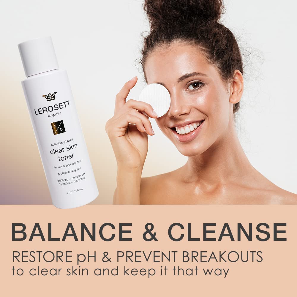 LEROSETT Toner for Clear Skin Aloe Vera Based Toner with Glycolic Acid & 10 Calming Botanicals Helps Reduce Irritation, Future Blemishes, Blackheads