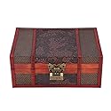 Wooden Storage Box, Handcrafted Wooden Jewelry Box with Small Lock, Keepsake Gifts Storage Box Organizer with Intricately Hand Carved, Treasure Chest…
