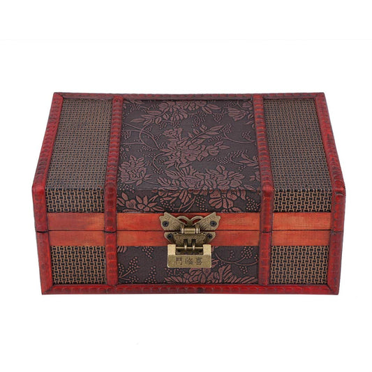 Vintage Wooden Boxes With Lock, Treasure Chest Keepsake and Jewelry Box Wood Case Holder Jewelry Gift Box, Decorative Box with Lock and House…