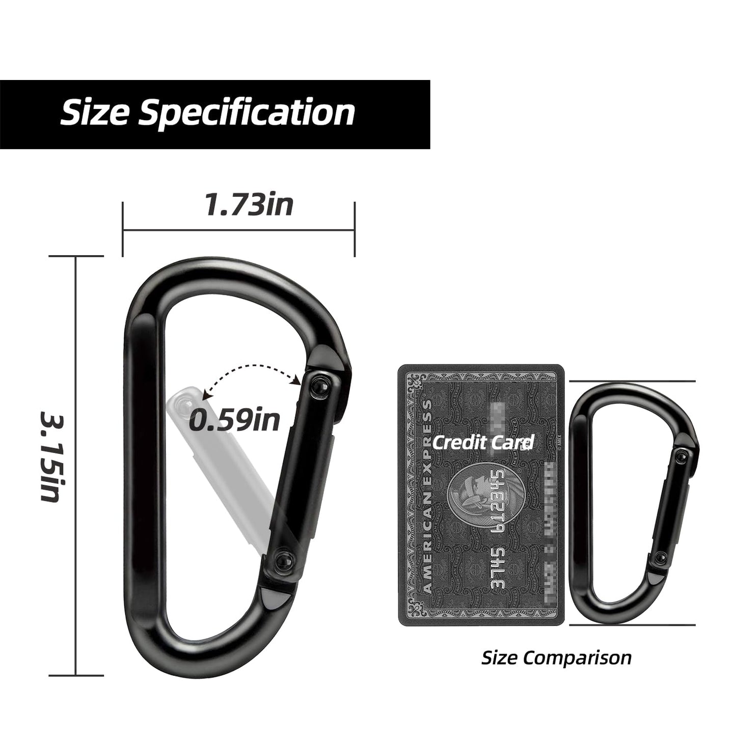 EZYA Heavy Duty Carabiner Clips 860lbs - 3" Iron D-Ring Keychain Hooks for Keys, Gym, Camping, Hiking, Backpacks, Hammocks, Outdoor Gear Accessories
