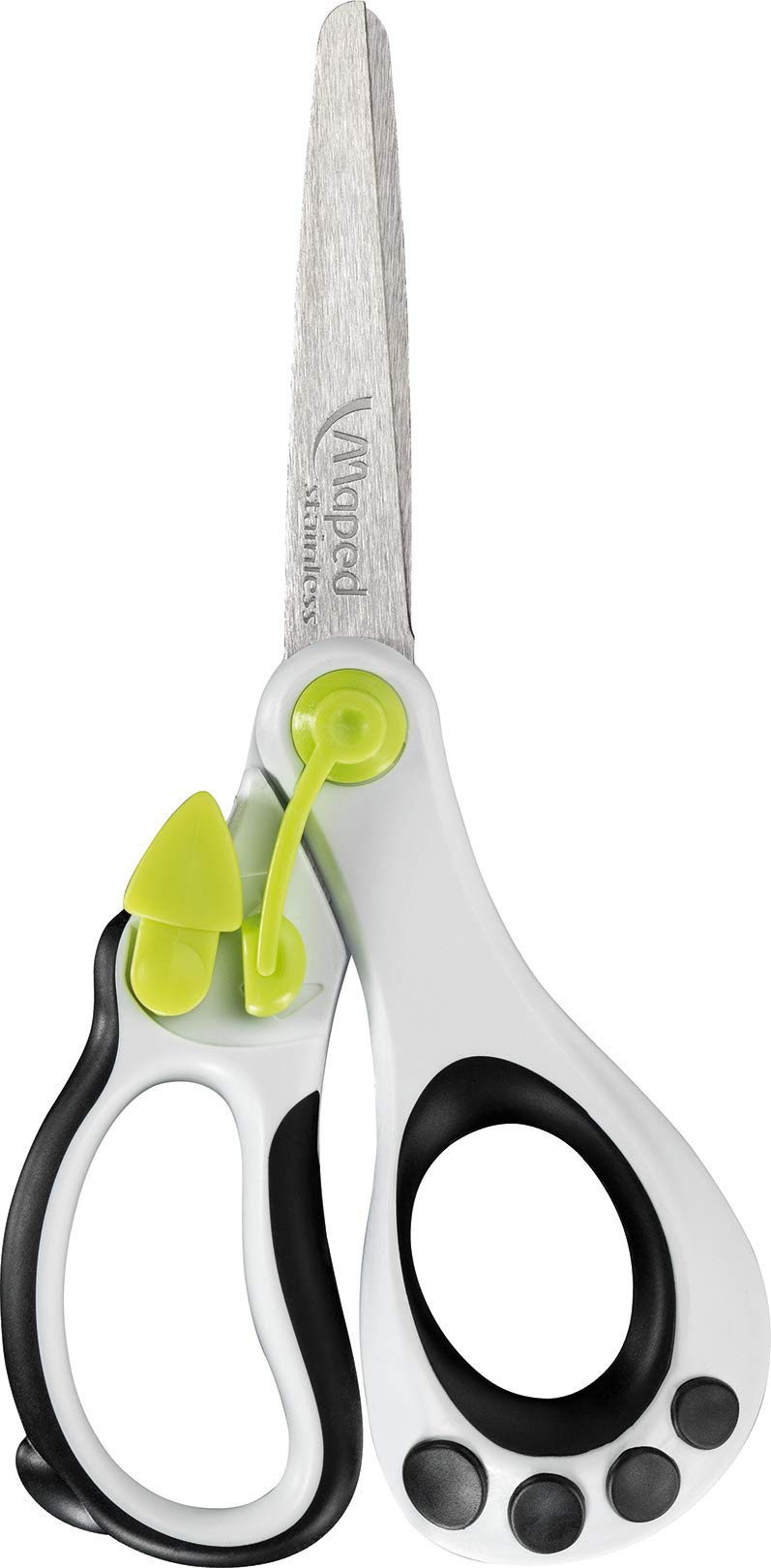 Maped Helix USA Koopy Spring-Assisted Educational Scissors, Kids, 5 Inch, Blunt Tip, Right Handed Use (470249US),Black/White