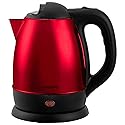 Courant 1.5 Liter Kettle Red Stainless Steel Cordless Electric Kettle with 360 Degree Rotational Body, Automatic Safety Shut-Off, Perfect…
