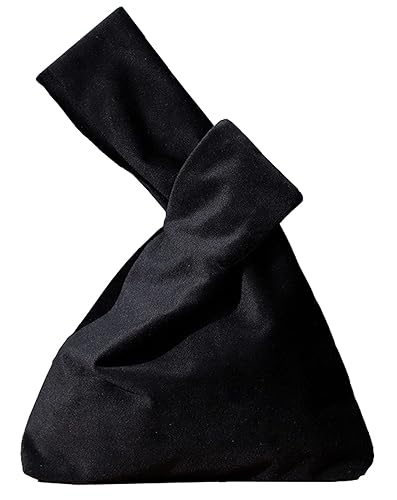 YuuTbiu Velvet Knot Wristlet Bag for Women - Elegant Evening Purse with Wrist Strap, Portable Wedding Party Going Out Bag for Night Out Events (Black)