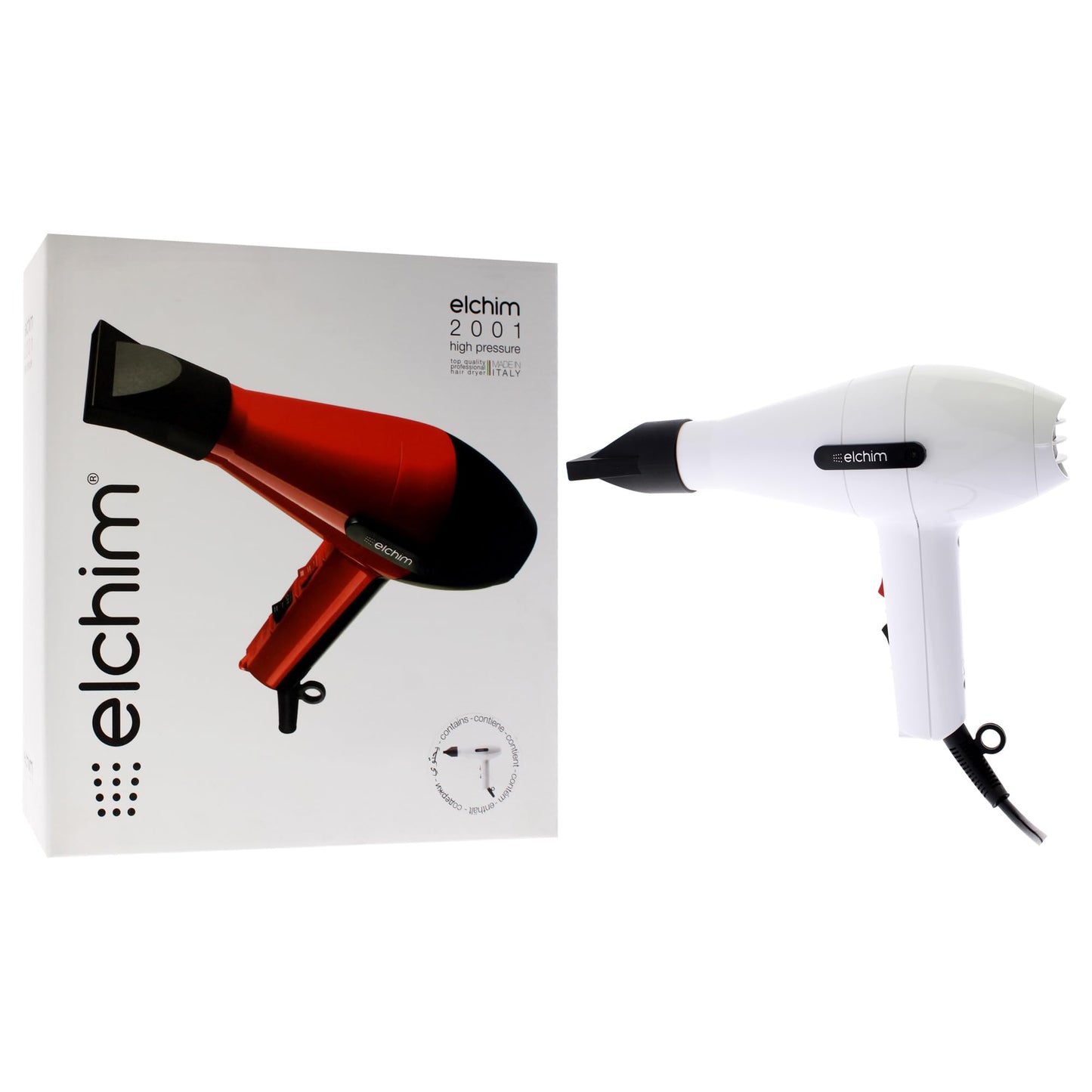 Elchim 2001 High Pressure Hair Dryer - white , 1 Count (Pack of 1)