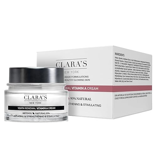 CLARA'S NEW YORK Youth Renewal Retinol (Vitamin A) Facial Cream for Anti-aging, Reducing wrinkles - Rich, Non-sticky, Fast-absorbing Formula, 50ml