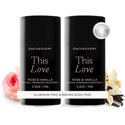 Each & Every Aluminum Free Deodorant for Women & Men, Rose & Vanilla - All Natural Deodorant for Sensitive Skin, EWG Verified - Clean, Baking