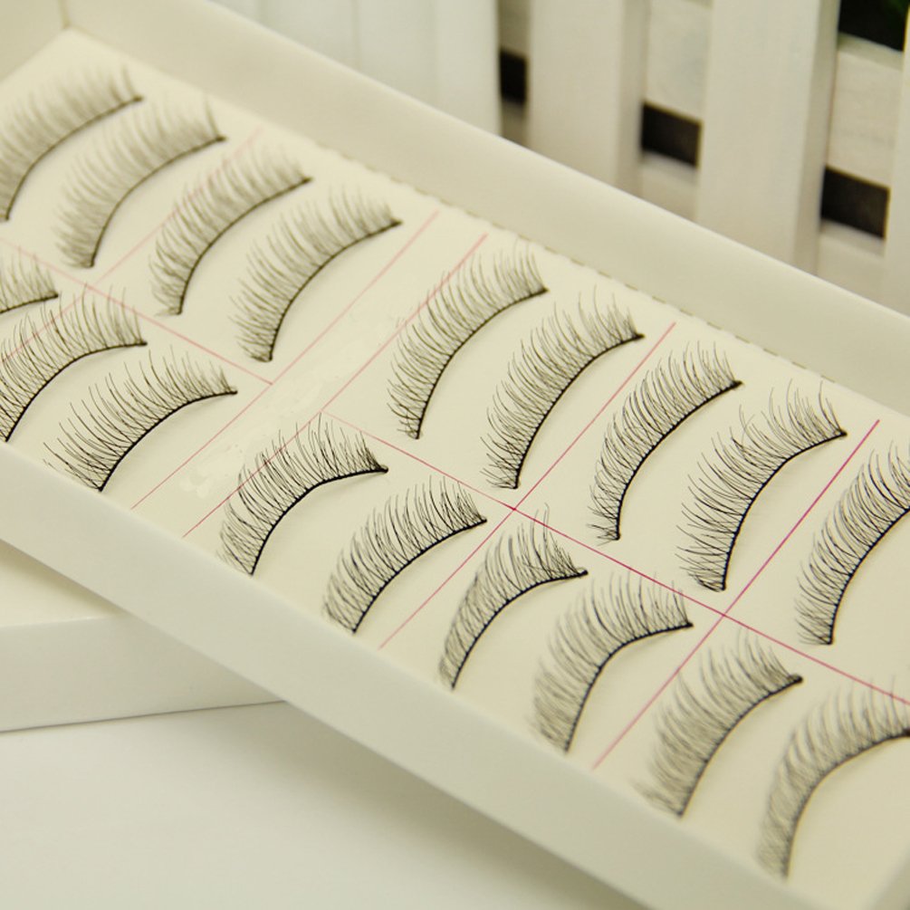 Ewanda store 10 Pairs False Eyelashes Natural Naked Makeup Short Eyelashes Handmade False Eye lashes
