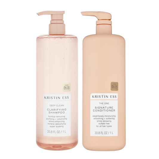 Kristin Ess Clarifying Shampoo and Conditioner Set - Shampoo and Conditioner for Women - Shampoo for Oily Hair + Build Up - Works with All Hair Types