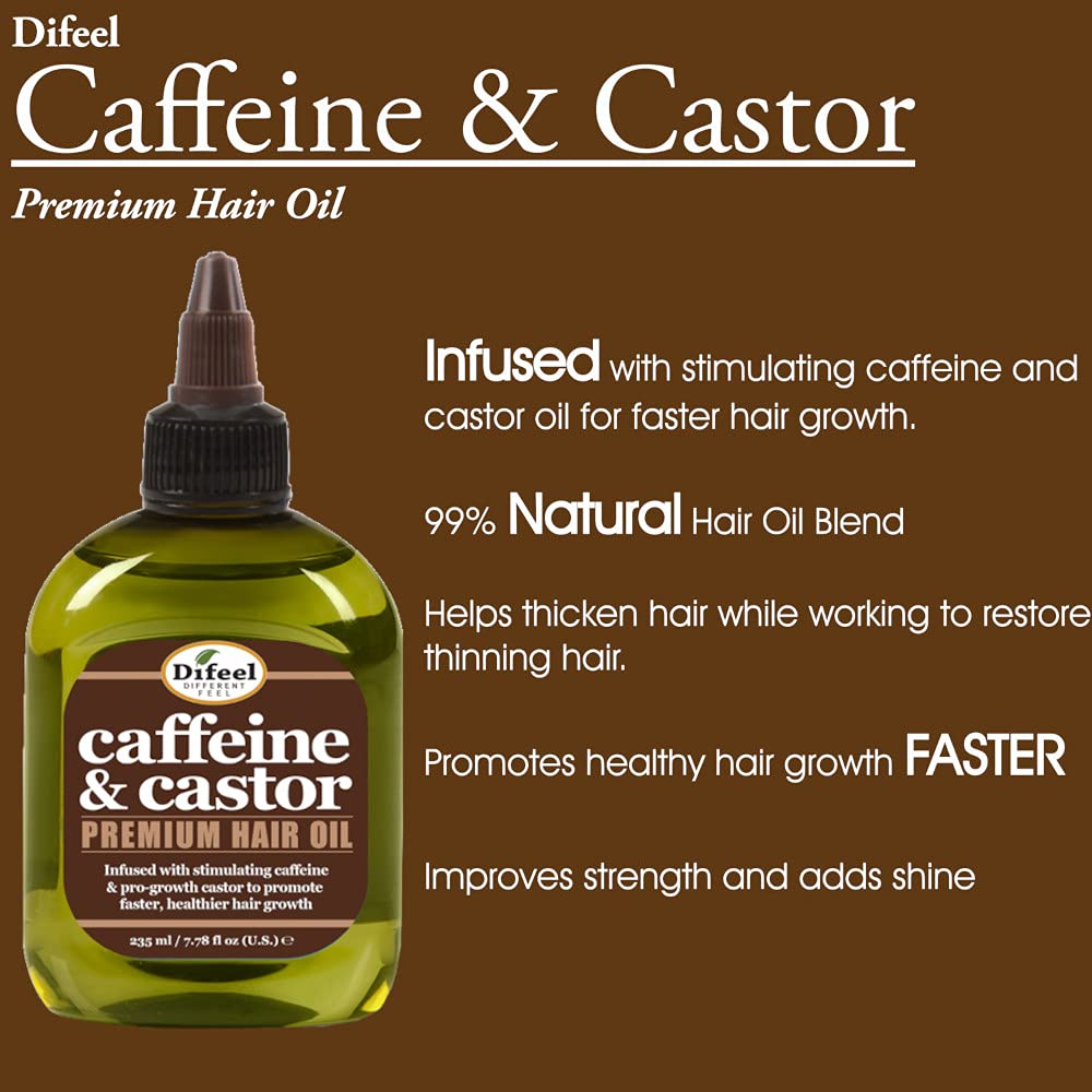Difeel Caffeine & Castor Premium Hair Oil for Faster Hair Growth 7.1 oz.