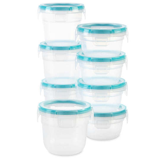 Snapware Total Solution 16-Pc Plastic Food Storage Containers Set,(4) 2-Cup & (4) 1.2-Cup Round Meal Prep Container, BPA-Free Lids with 4 Locking…