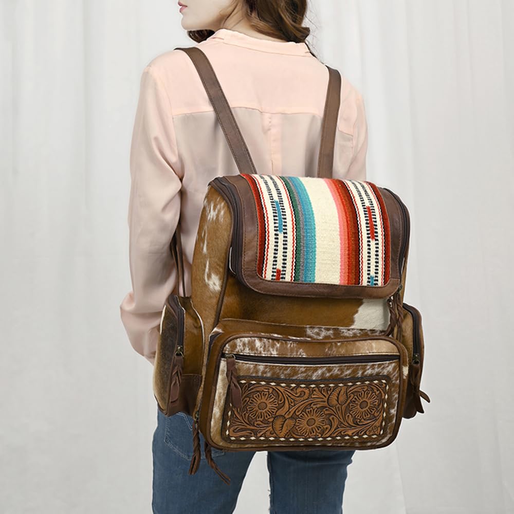American Darling Women's Backpack Bag Western Hand Tooled Saddle Blanket Genuine Leather Handbag and Ladies Purse