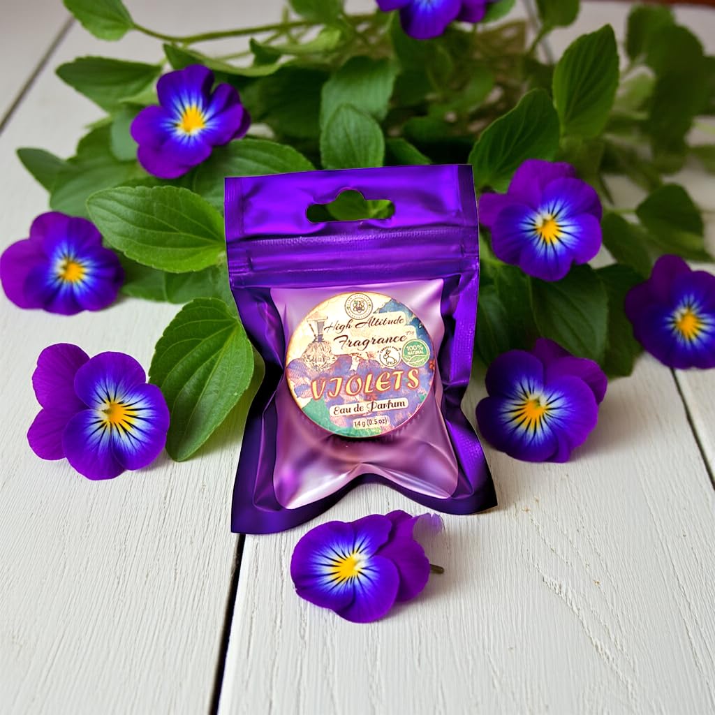 VIOLETS Perfume - Eau de Parfum - Solid Balm - Natural Essential Oils Aromatherapy Fragrance (Viola Odorata, Orris, Lavender, Heliotrope, Hyacinth