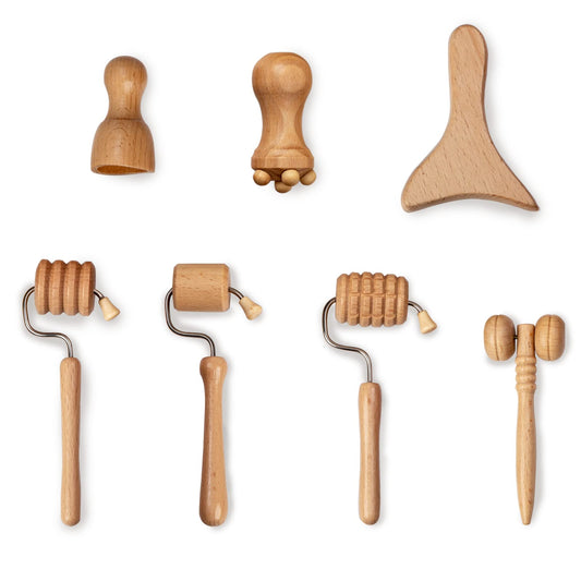 Allshow Wood Facial Therapy Kit, 7 Pcs Maderoterapia Facial Kit, Face Wood Therapy Set, Wooden Face Sculpting Set- Aging Wrinkles, Puffiness Facial