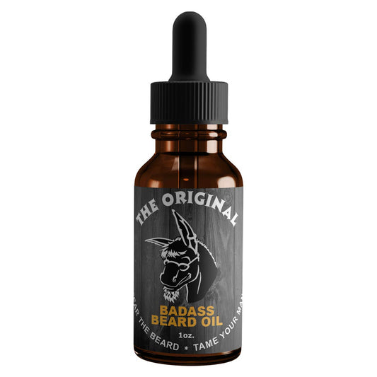 Badass Beard Care Oil for Men: The Original Scent 1 oz - Argan Jojoba Vitamin E - Sandalwood Bourbon Vanilla - Softens Beard, Stops Itch, Promotes Beauty and Personal Care Badass Beard Care