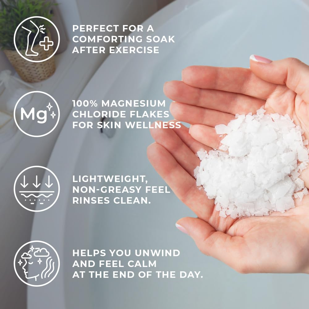 Natural Elephant Dead Sea Magnesium Bath Flakes - 2 lb Bag (32 oz) - Pure Magnesium Chloride Soak for Body and Foot - Ideal for a Soothing Bath Beauty and Personal Care Natural Elephant