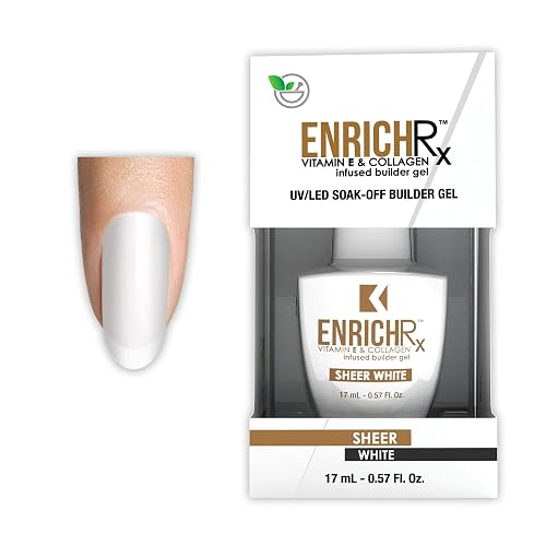 KUPA EnrichRx Builder Gel, Sheer White, Vitamin E & Collagen Infused, UV/LED Soak-Off Gel Brush On Natural Nail, 0.57 Fl Oz Beauty & Personal Care KUPA