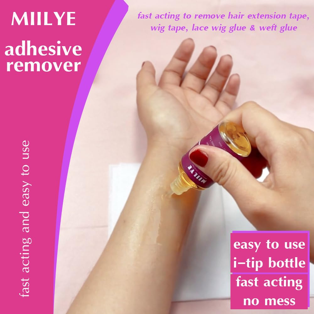 MIILYE Wig Glue Remover x 2 Bottles, Tape in Hair Extensions Remover |Solvent for Adhesive Residue, Lace Front Wig |Poly Hairpieces |Toupee |Cosmetic