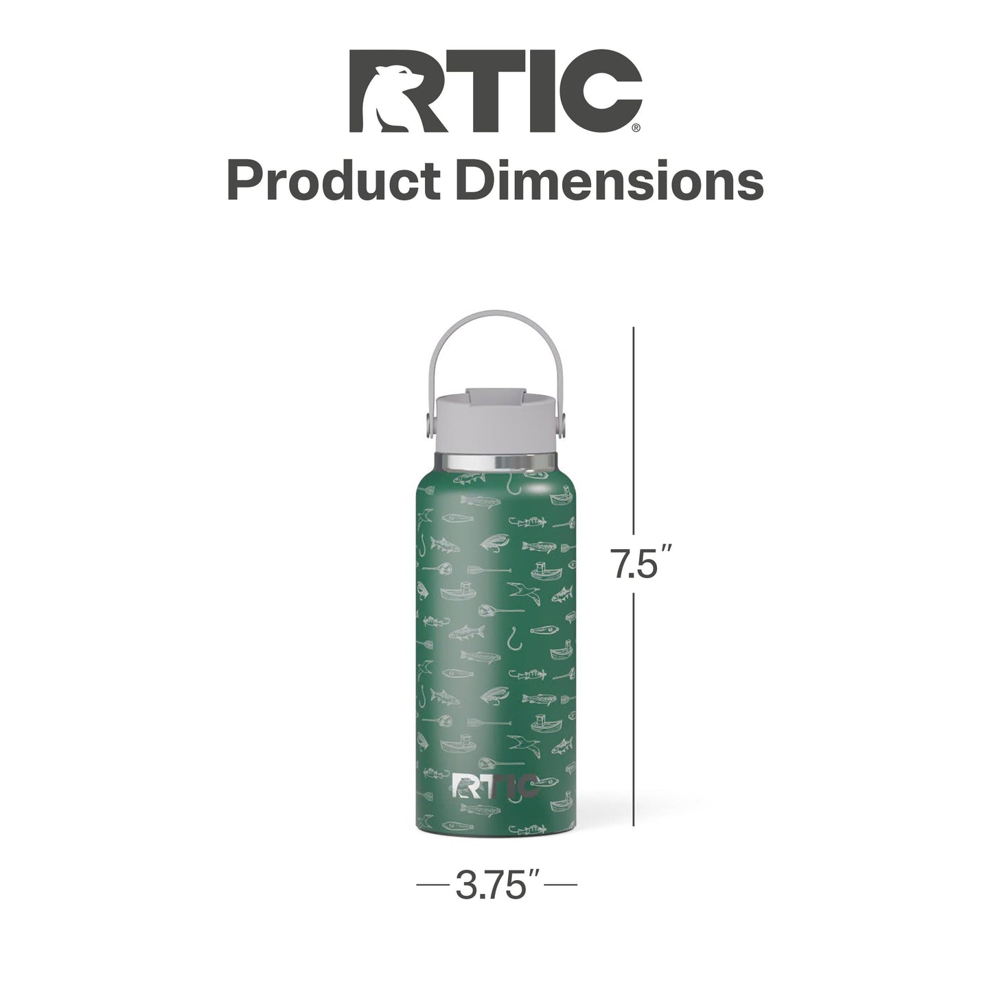 RTIC 32oz Outback Bottle, Ceramic Lined, Insulated, Stainless Steel, Metal, Double Wall Vacuum-Insulation, Leak-Proof Lid, BPA-Free Water Flask