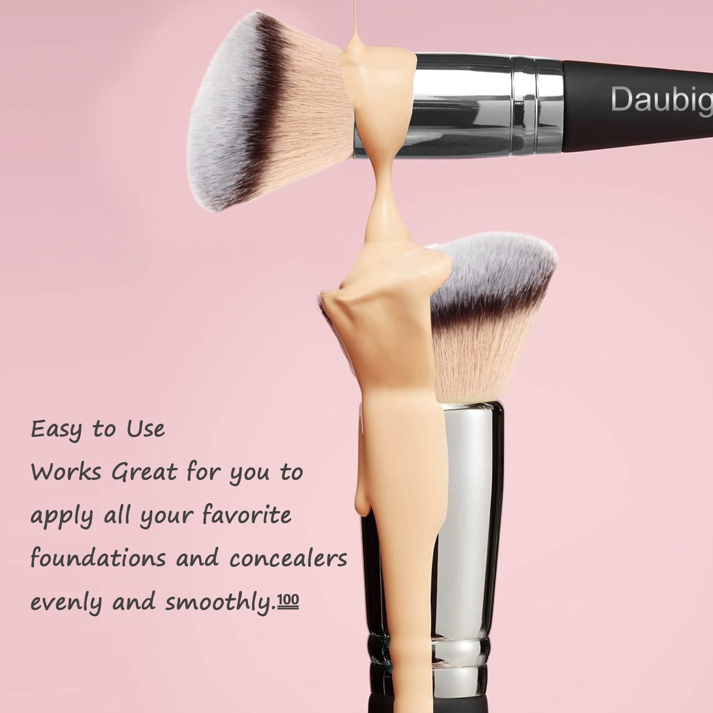 Daubigny Makeup Brushes Dual-ended Foundation Brush Concealer Brush Perfect for Any Look Premium Luxe Hair Rounded Taperd Flawless Brush Ideal Beauty and Personal Care Daubigny