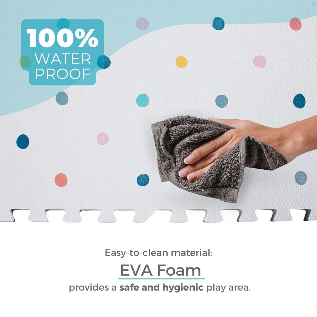 Soft Non-Toxic Baby Play Mat XXL – 9 PCS 24"x24" EVA Foam Interlocking Tiles, Colorful Puzzle Floor Mats for Kids, Nursery & Playroom