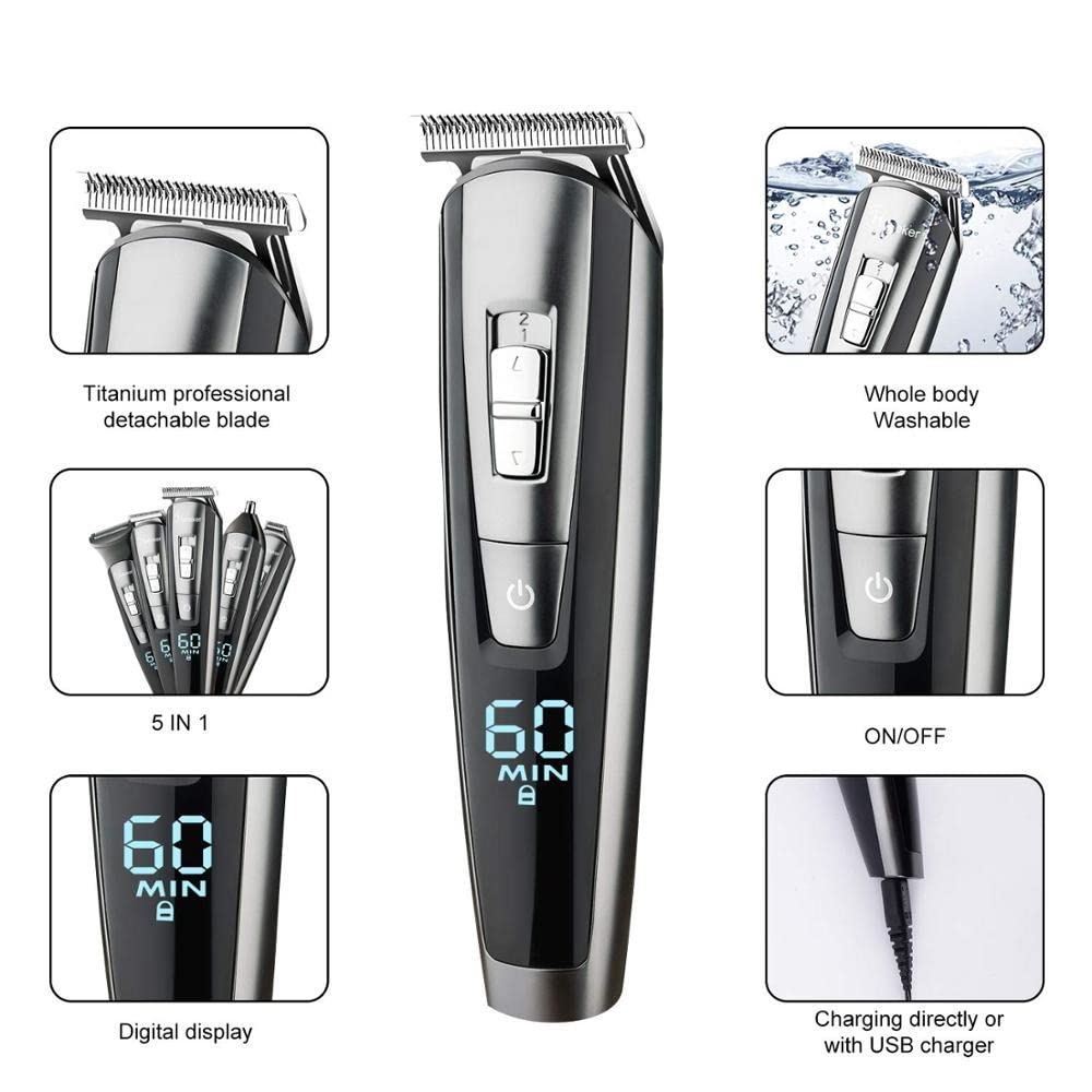 RASRGTRQ Hair Clippers All in one Men's Grooming kit Hair Trimmer Professional Facial Body Shaver Electric Beard Hair Clipper for Men Cutting Machine Beauty and Personal Care RASRGTRQ