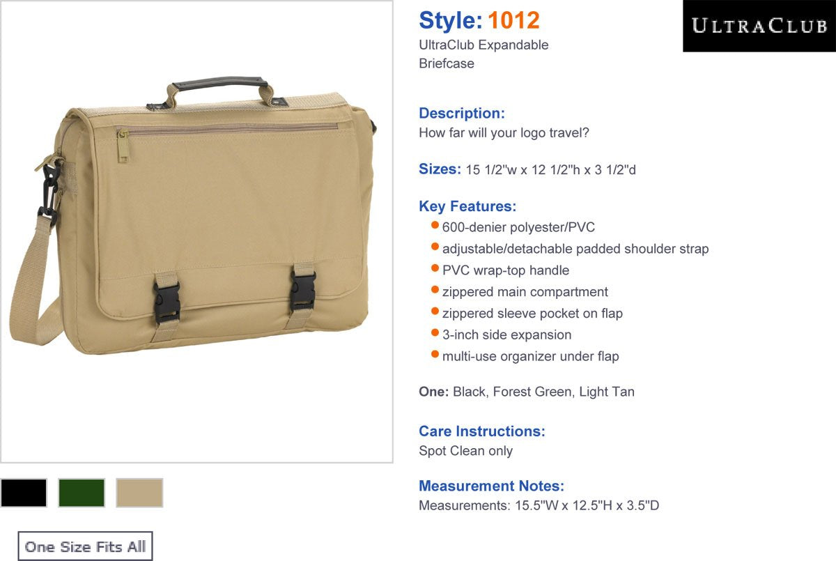 Liberty Bags Expandable Briefcase OS BLACK