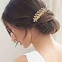 Yheakne Bridal Rhinestone Hair Clip Comb Gold Crystal Wedding Headpieces Shining Headwear Crystal Hair Barrette Pin Bridal Hair Accessories for Women