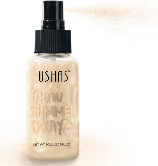Body Glitter Spray, Body Shimmer Spray Quick Drying Body Glow Shimmer Long-Lasting Shiny Glitter for Women Men for Party, Concert 2.6 Fl Oz. (Light