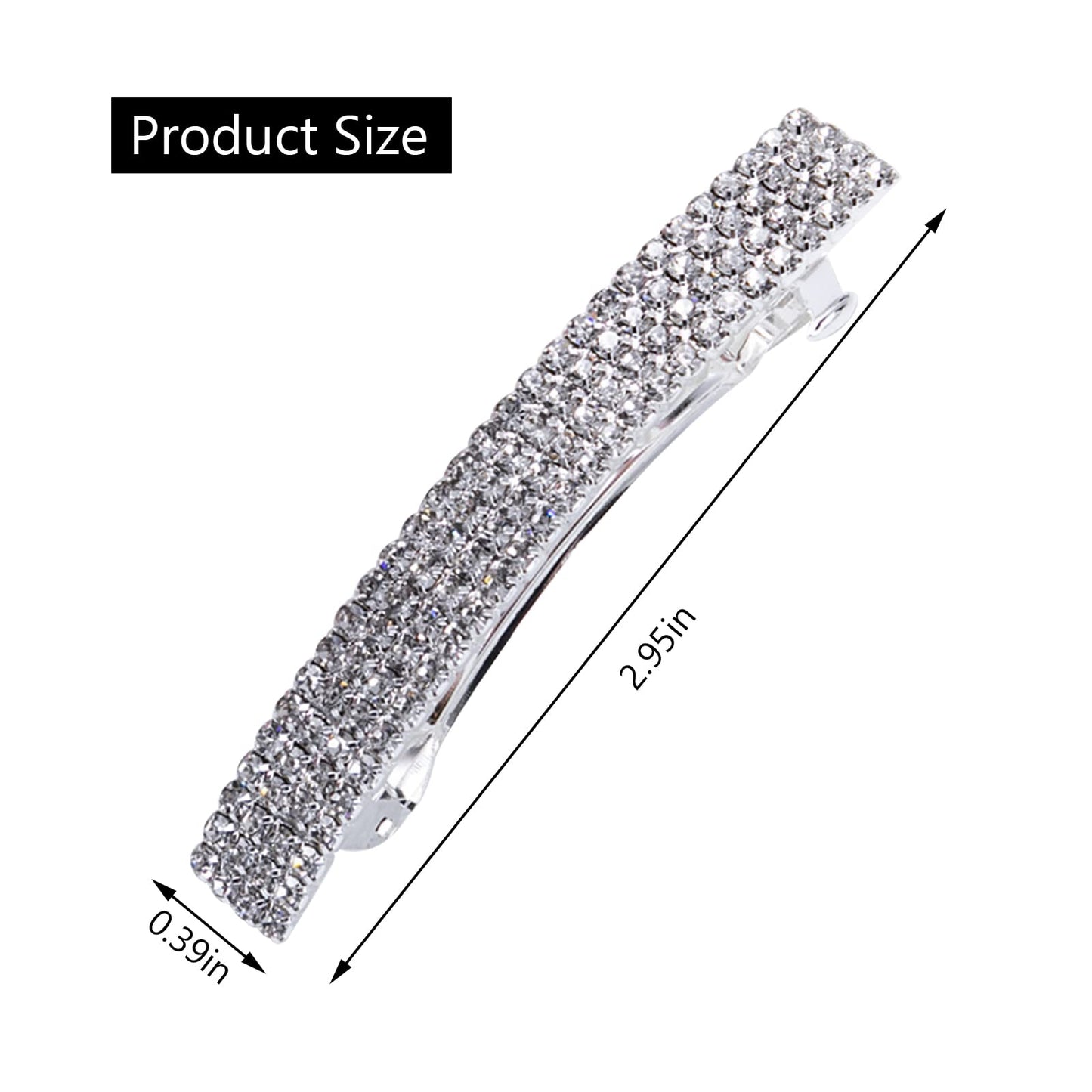 Meisuitd Crystal Hair Barrette 2 Pcs Sparkly Rhinestone Hair Clip French Design Bridal Fashion Gorgeous Bling Rhinestone Hair Clips Ponytail Holder