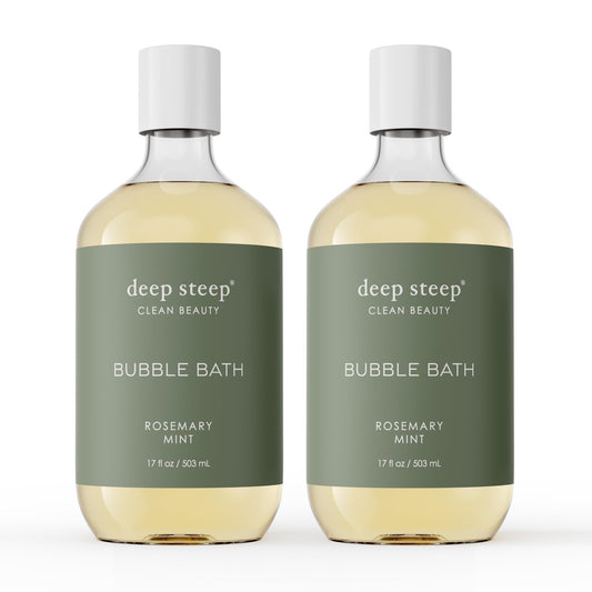Deep Steep Bubble Bath, Rosemary Mint 17 oz (Pack of 2) - Hypoallergenic, Clinically Tested Soothing Soak with Shea Butter & Argan Oil - Sulfate-Free