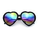 Womens Mirrored Rusta Mirror Lens Plastic Frame Heart Shape Sunglasses (Black)