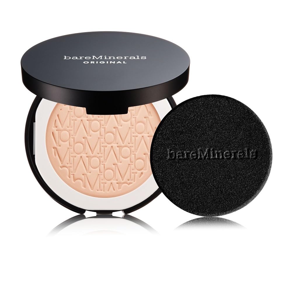 bareMinerals Original Pressed Powder Foundation Mineral SPF 15 - Talc-Free, Natural Matte Finish, Buildable Coverage, Vegan, Clean Beauty