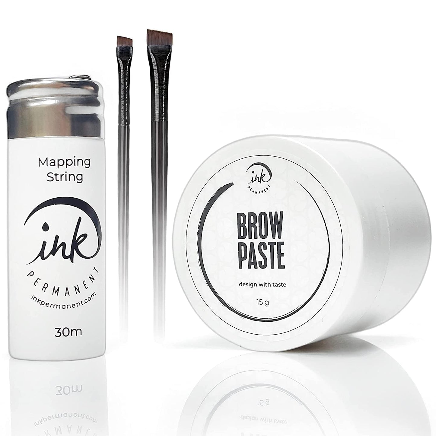 Brow Mapping Kit with White Brow Paste [Large 15g Bottle] White Brow Mapping String [30 m ] and 2 Eyebrow Brush Set for Microblading Supplies, PMU